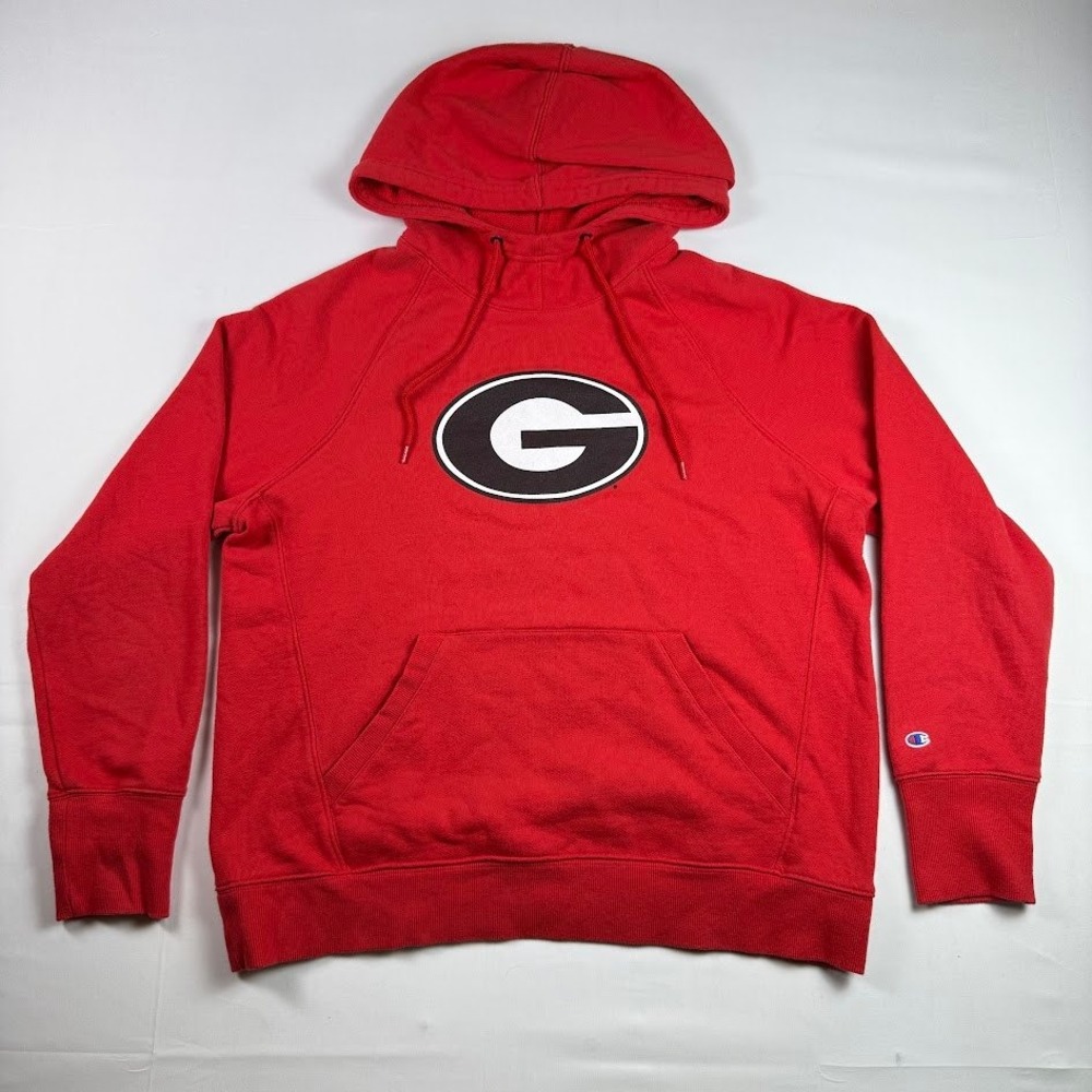 Champion University of Georgia Bulldogs Hoodie Red XL Pullover NCAA UGA Logo